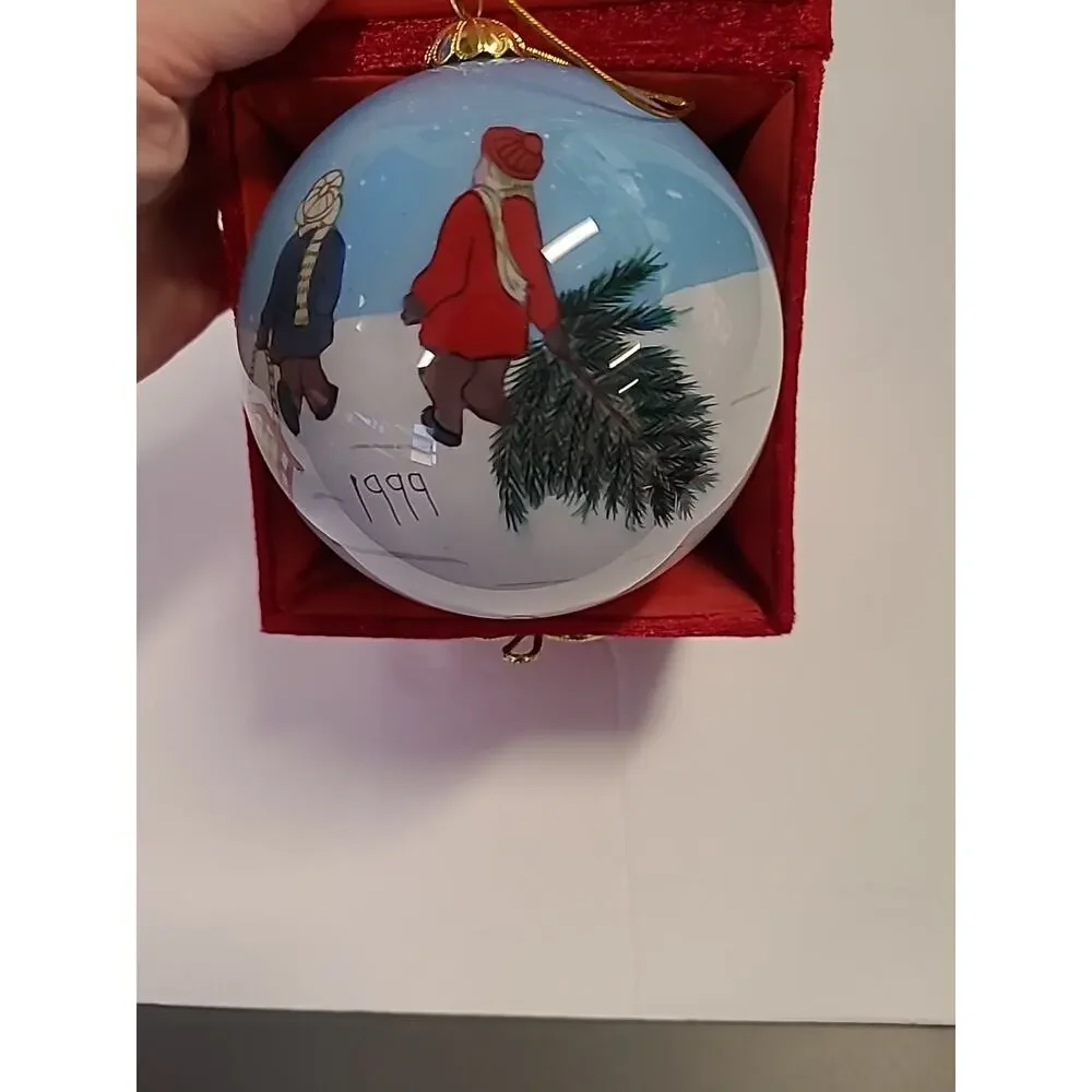 Pier One Li Bien Hand Painted Glass Ornament Snowman with Box 4